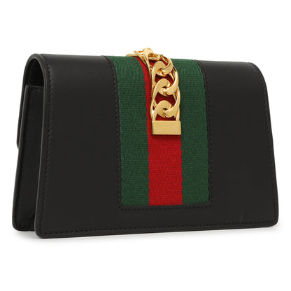 Exclusive Gucci Black Calfskin Super Mini Sylvie Chain Bag — Side View