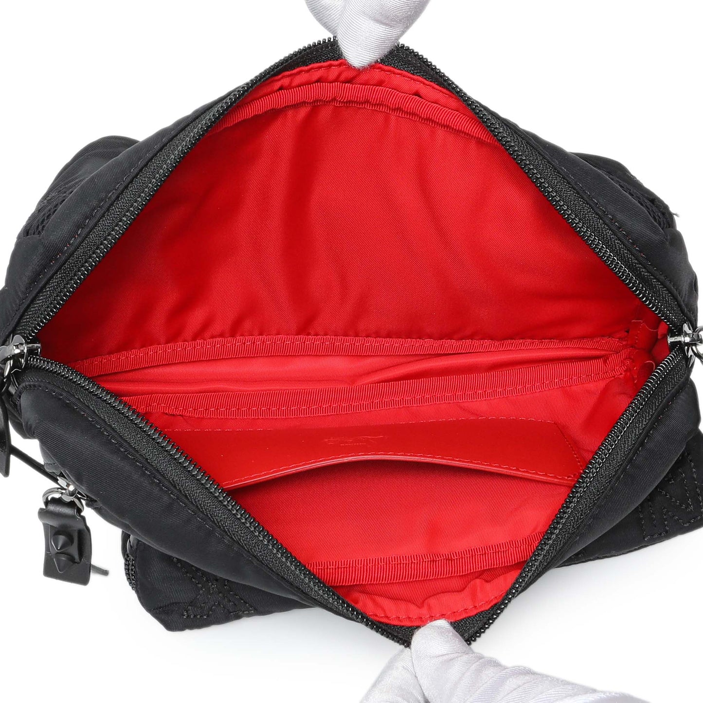 Exclusive Christian Louboutin Black Nylon Loubideal Belt Bag — Top View