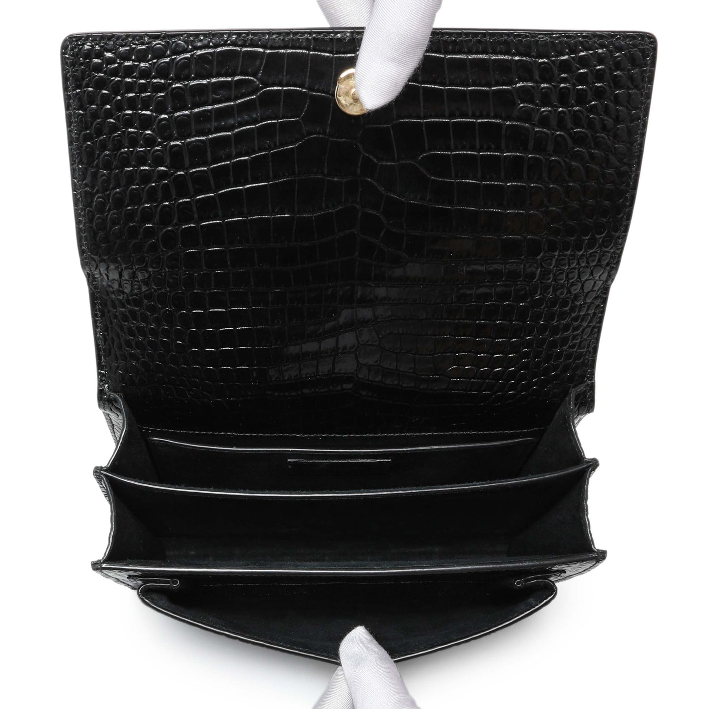 Exclusive Saint Laurent Black Crocodile Embossed Calfskin Medium Monogram Sunset — Alternate View 8