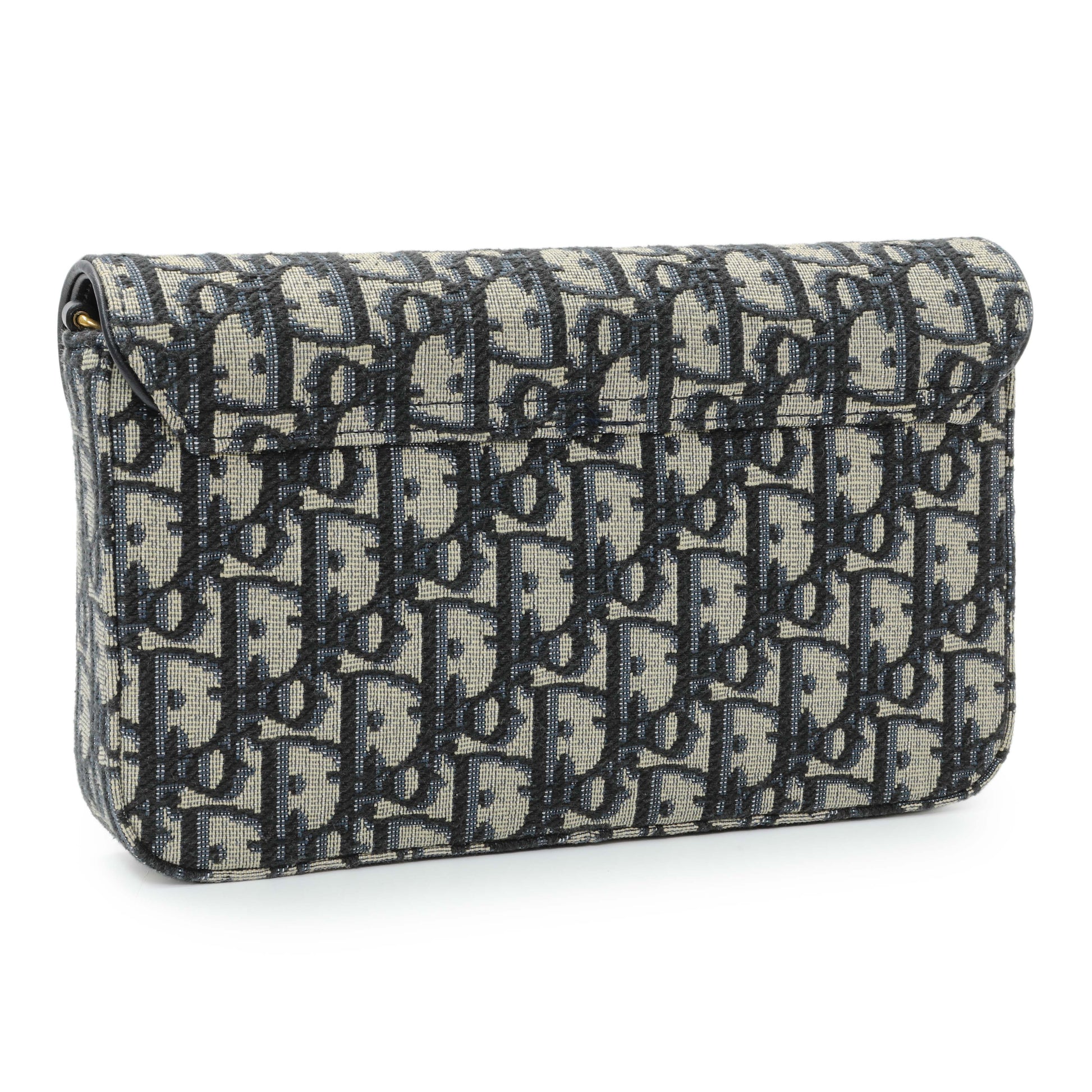 Exclusive Christian Dior Oblique Saddle Pouch with Chain — Side View