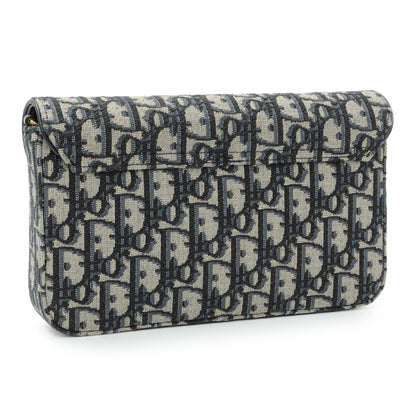 Exclusive Christian Dior Oblique Saddle Pouch with Chain — Side View