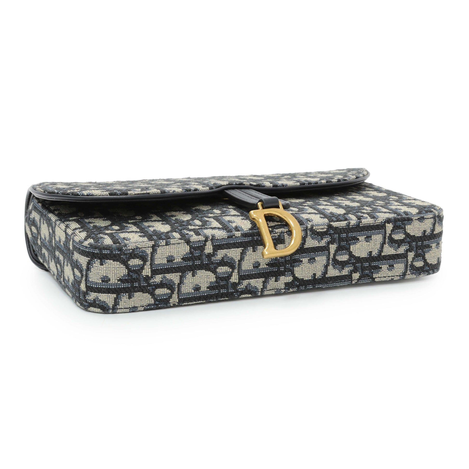 Exclusive Christian Dior Oblique Saddle Pouch with Chain — Back View