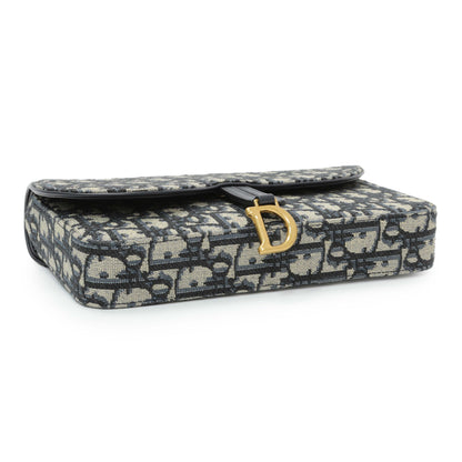 Exclusive Christian Dior Oblique Saddle Pouch with Chain — Back View