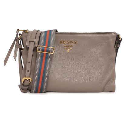 Exclusive Prada Grey Vitello Daino Soft Crossbody — Front View