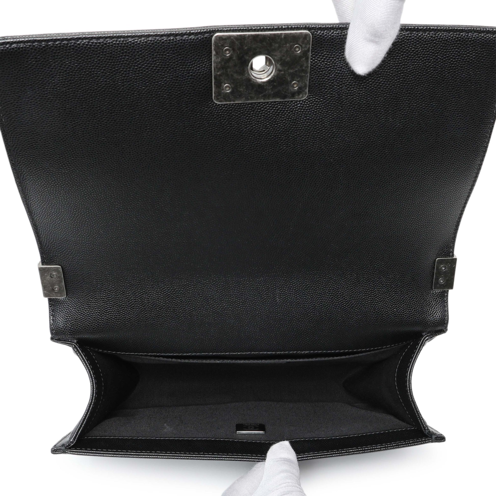 Exclusive Chanel Black Quilted Caviar Medium Boy Flap — Alternate View 9