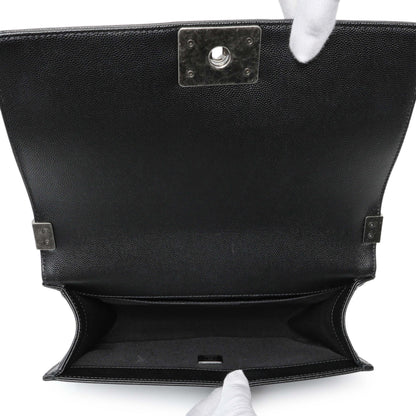 Exclusive Chanel Black Quilted Caviar Medium Boy Flap — Alternate View 9