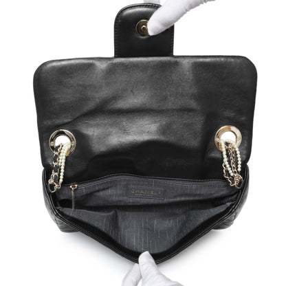 Exclusive Chanel Black Lambskin Quilted Medium Westminster Pearl Flap — Top View