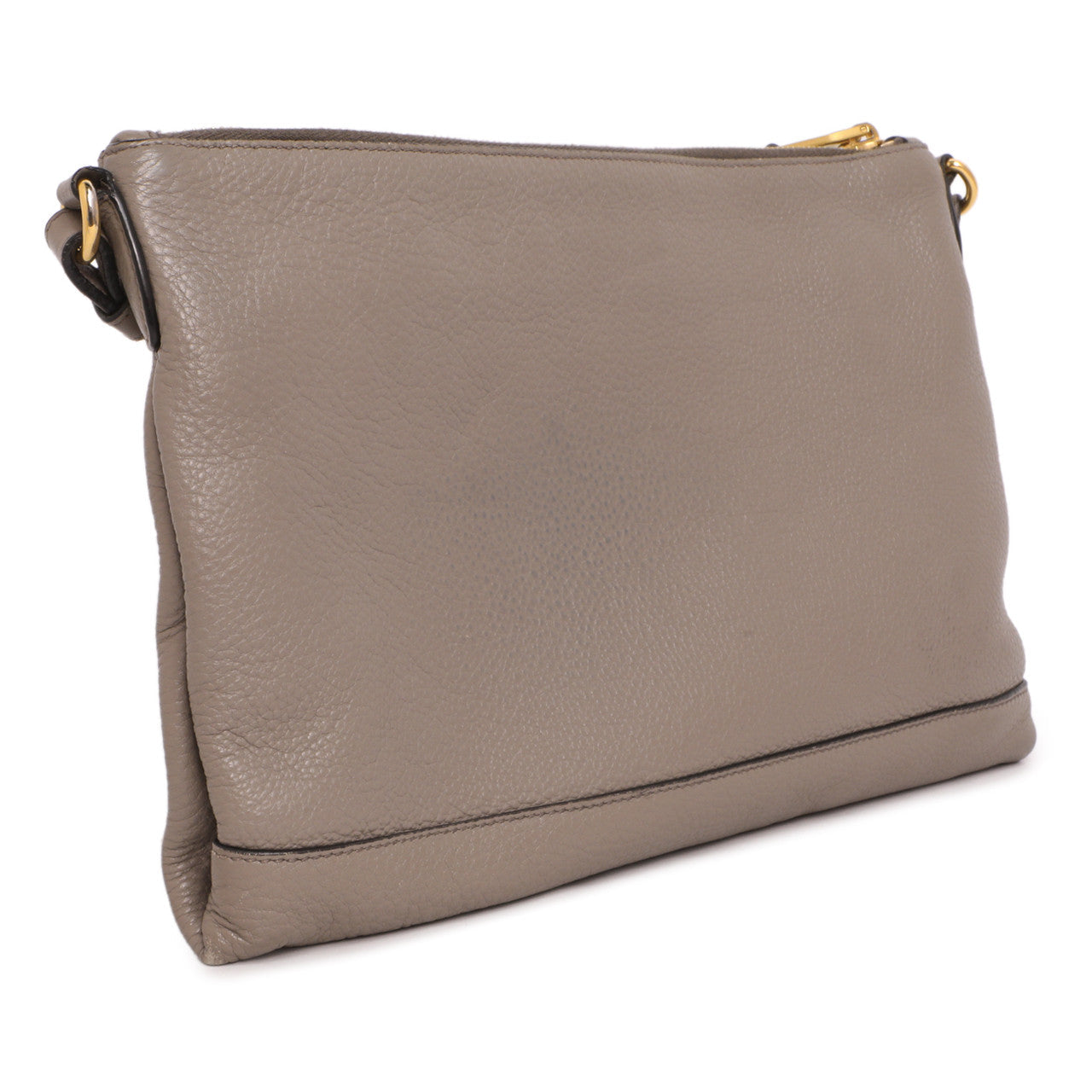 Exclusive Prada Grey Vitello Daino Soft Crossbody — Side View