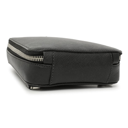 Exclusive Prada Black Brique Saffiano Travel Sling Bag — Back View