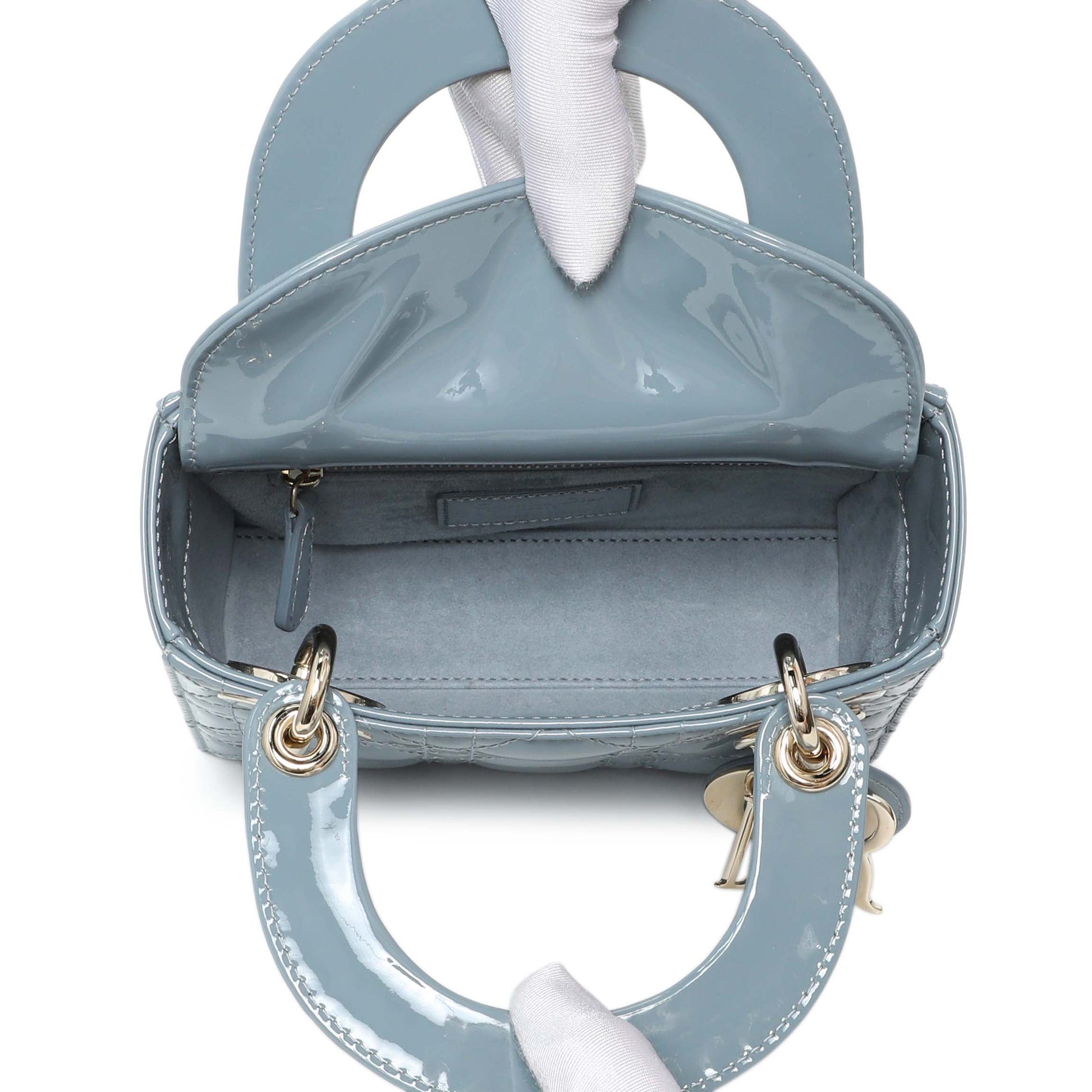 Exclusive Christian Dior Cannage Patent Mini Lady Dior — Top View