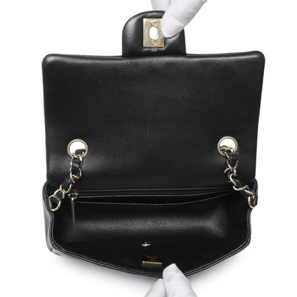 Exclusive Chanel Black Lambskin Quilted Mini Rectangular Flap — Top View