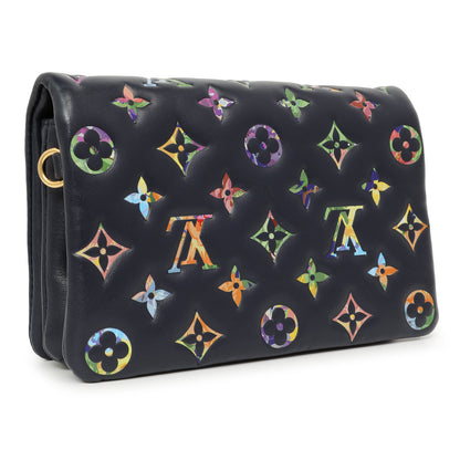 Exclusive Louis Vuitton Navy LV Garden Embossed Lambskin Pochette Coussin — Side View