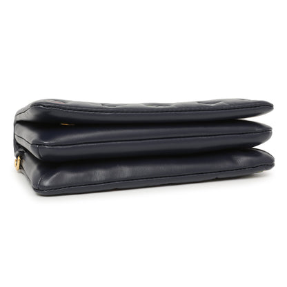 Exclusive Louis Vuitton Navy LV Garden Embossed Lambskin Pochette Coussin — Back View