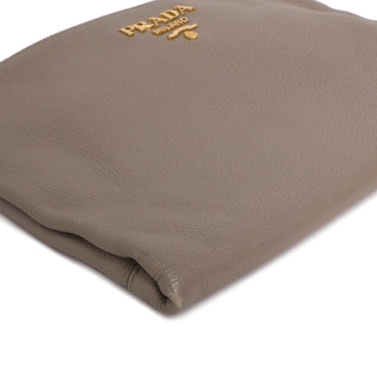 Exclusive Prada Grey Vitello Daino Soft Crossbody — Top View
