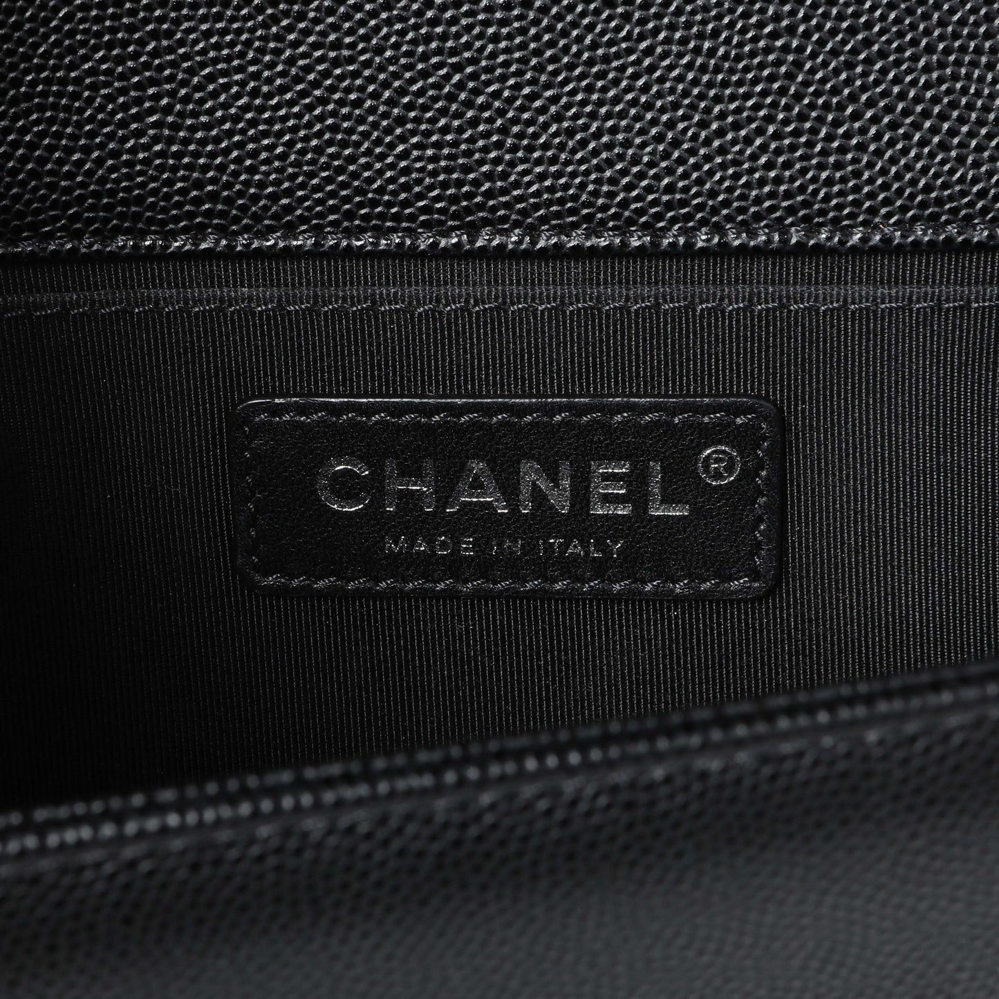 Exclusive Chanel Black Quilted Caviar Medium Boy Flap — Alternate View 10