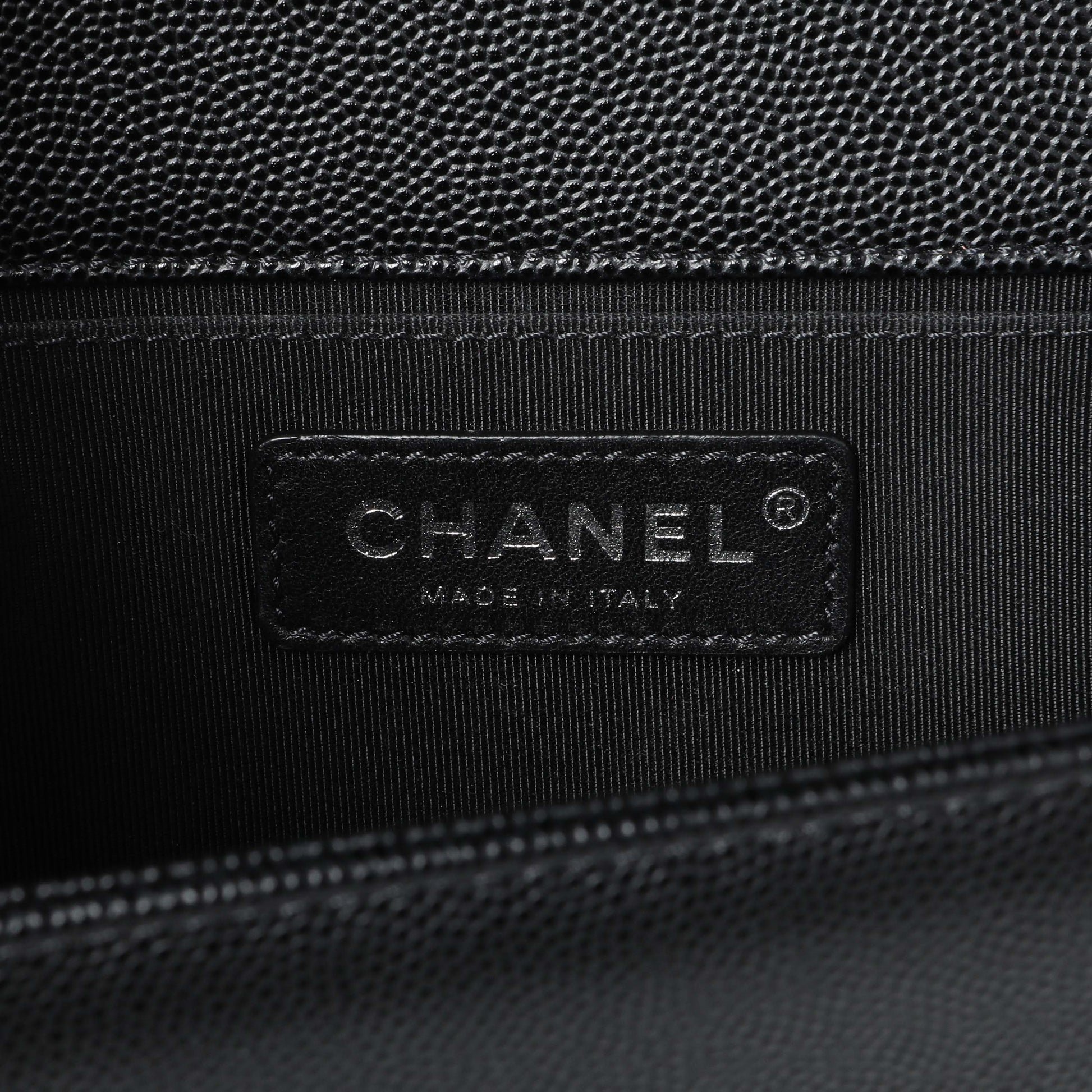 Exclusive Chanel Black Quilted Caviar Medium Boy Flap — Alternate View 10