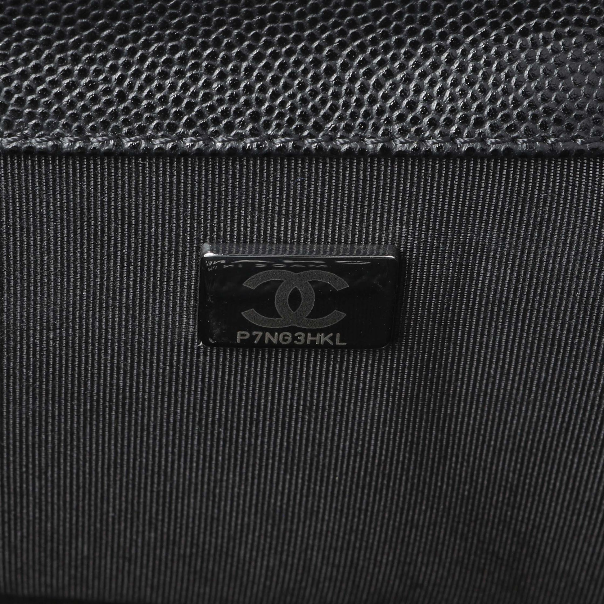 Exclusive Chanel Black Quilted Caviar Medium Boy Flap — Alternate View 11