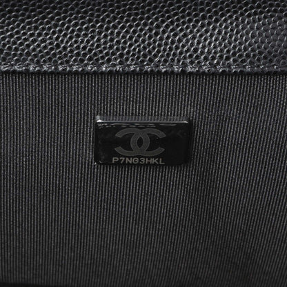 Exclusive Chanel Black Quilted Caviar Medium Boy Flap — Alternate View 11