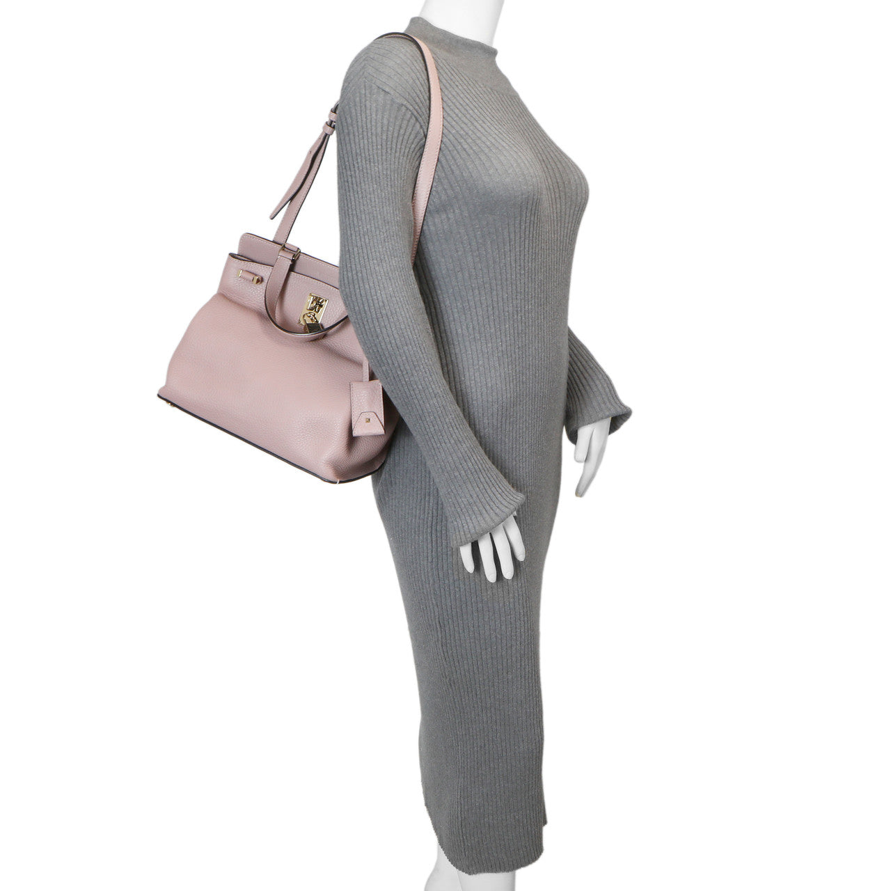 Exclusive Valentino Mauve Pebbled Calfskin Medium Joylock Satchel — Alternate View 17