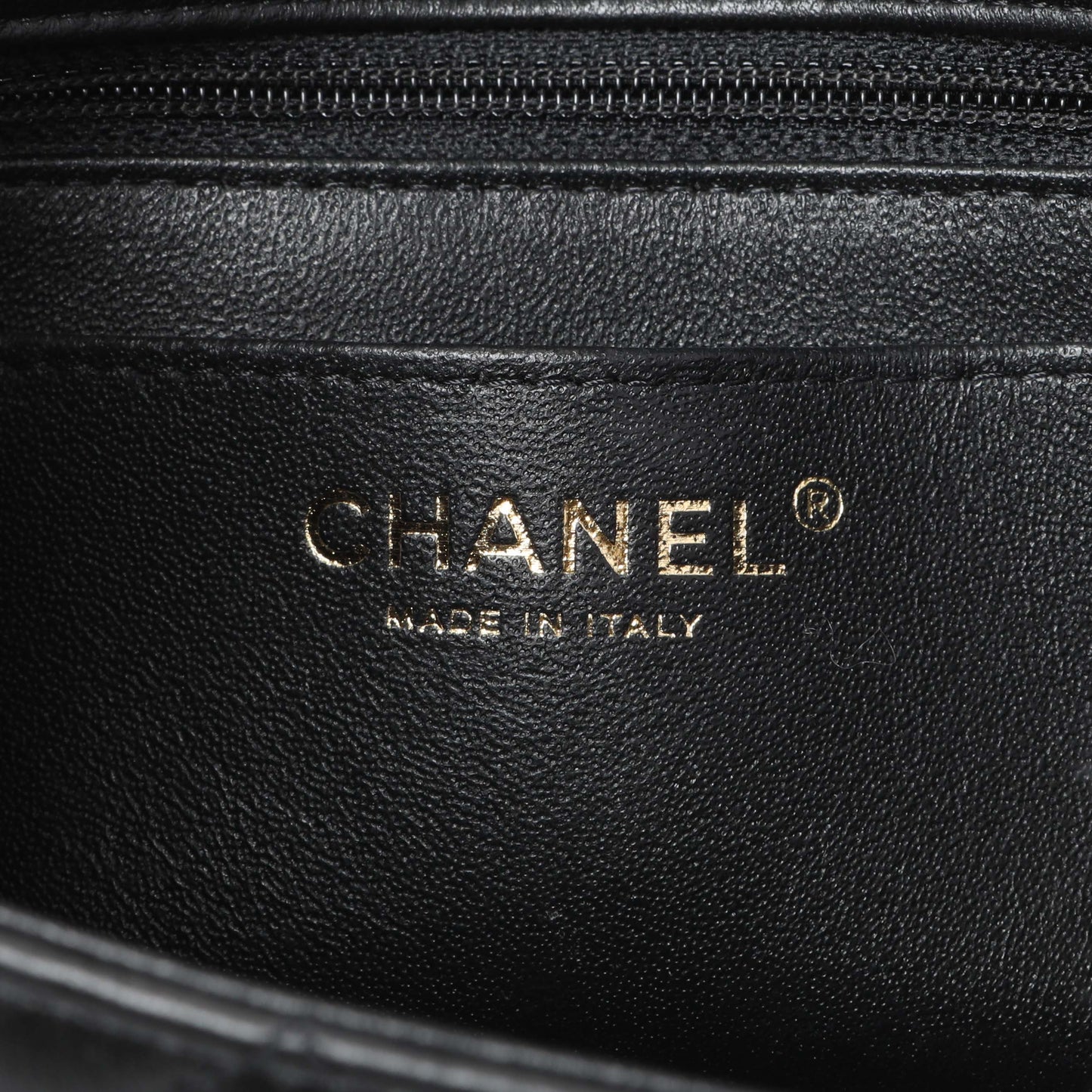 Exclusive Chanel Black Lambskin Quilted Mini Rectangular Flap — Detail View