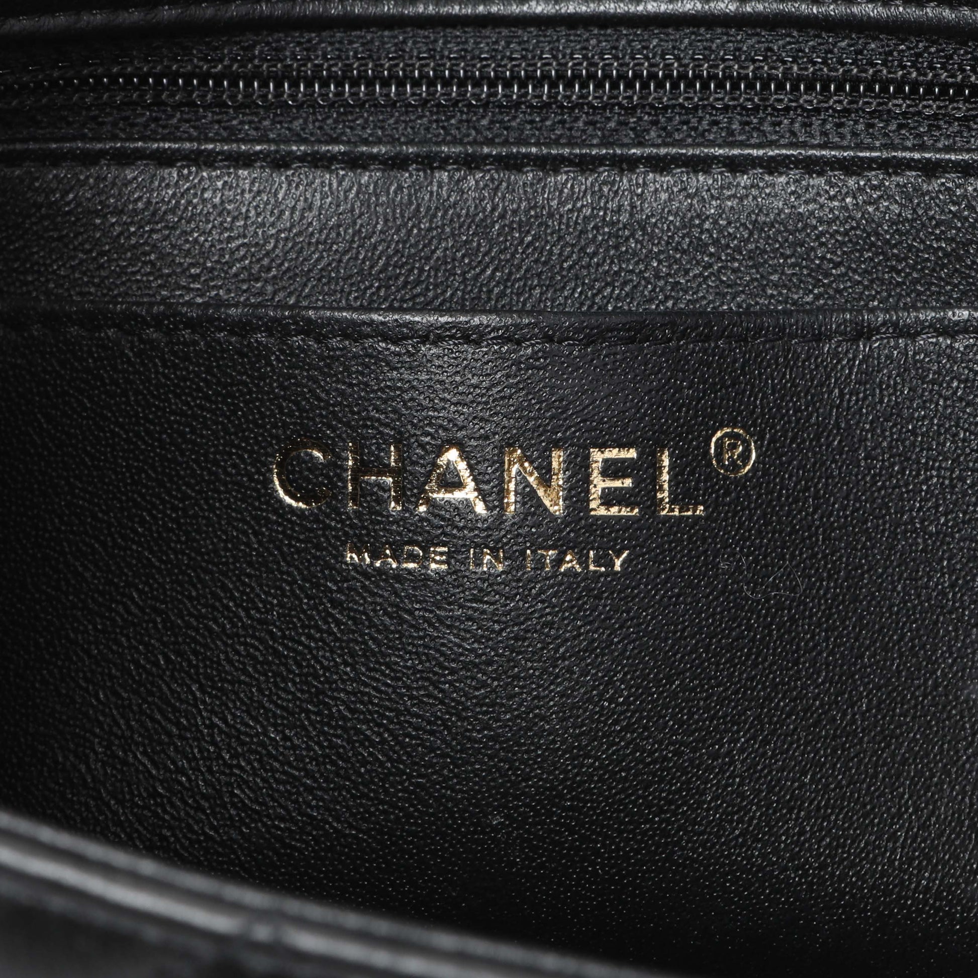 Exclusive Chanel Black Lambskin Quilted Mini Rectangular Flap — Detail View