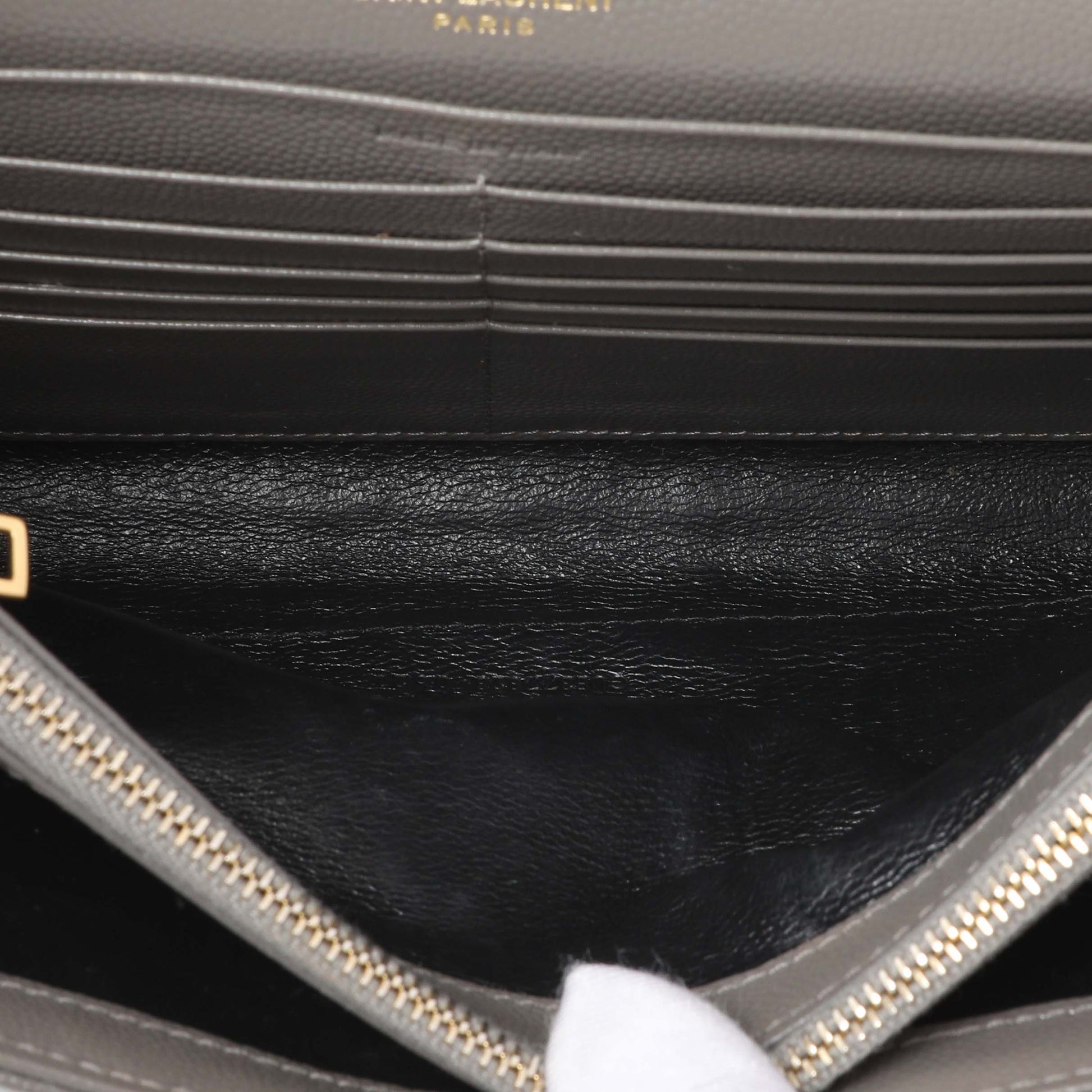 Exclusive Saint Laurent Grey Grain De Poudre Matelasse Chevron Monogram Chain Wallet — Alternate View 11