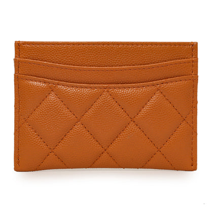 Exclusive Chanel Caramel Quilted Caviar Card Holder — Side View