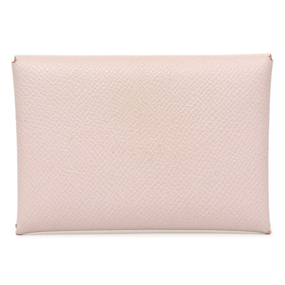 Exclusive Hermes Mauve Pale Epsom Calvi Duo Card Case — Front View