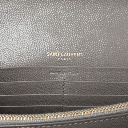Exclusive Saint Laurent Grey Grain De Poudre Matelasse Chevron Monogram Chain Wallet — Alternate View 9