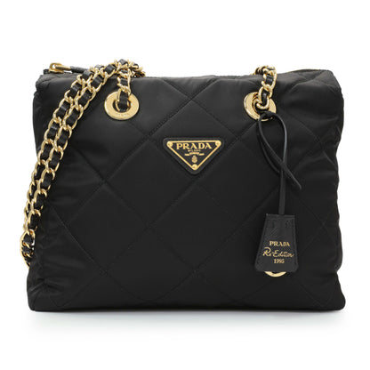 Exclusive Prada Black Re-Nylon Saffiano Stitched Re-Edition 1995 Shoulder Bag — Front View