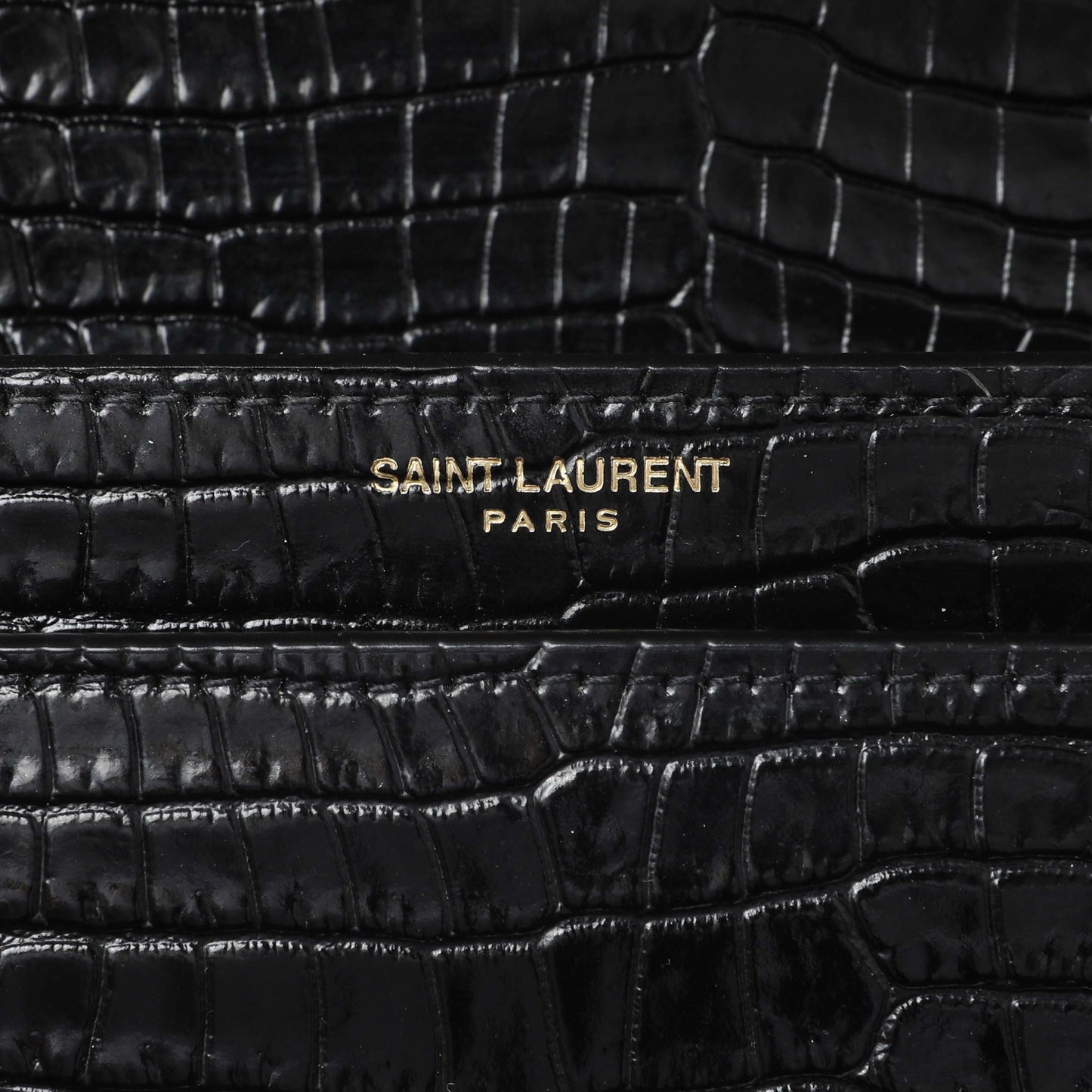 Exclusive Saint Laurent Black Crocodile Embossed Calfskin Medium Monogram Sunset — Alternate View 9