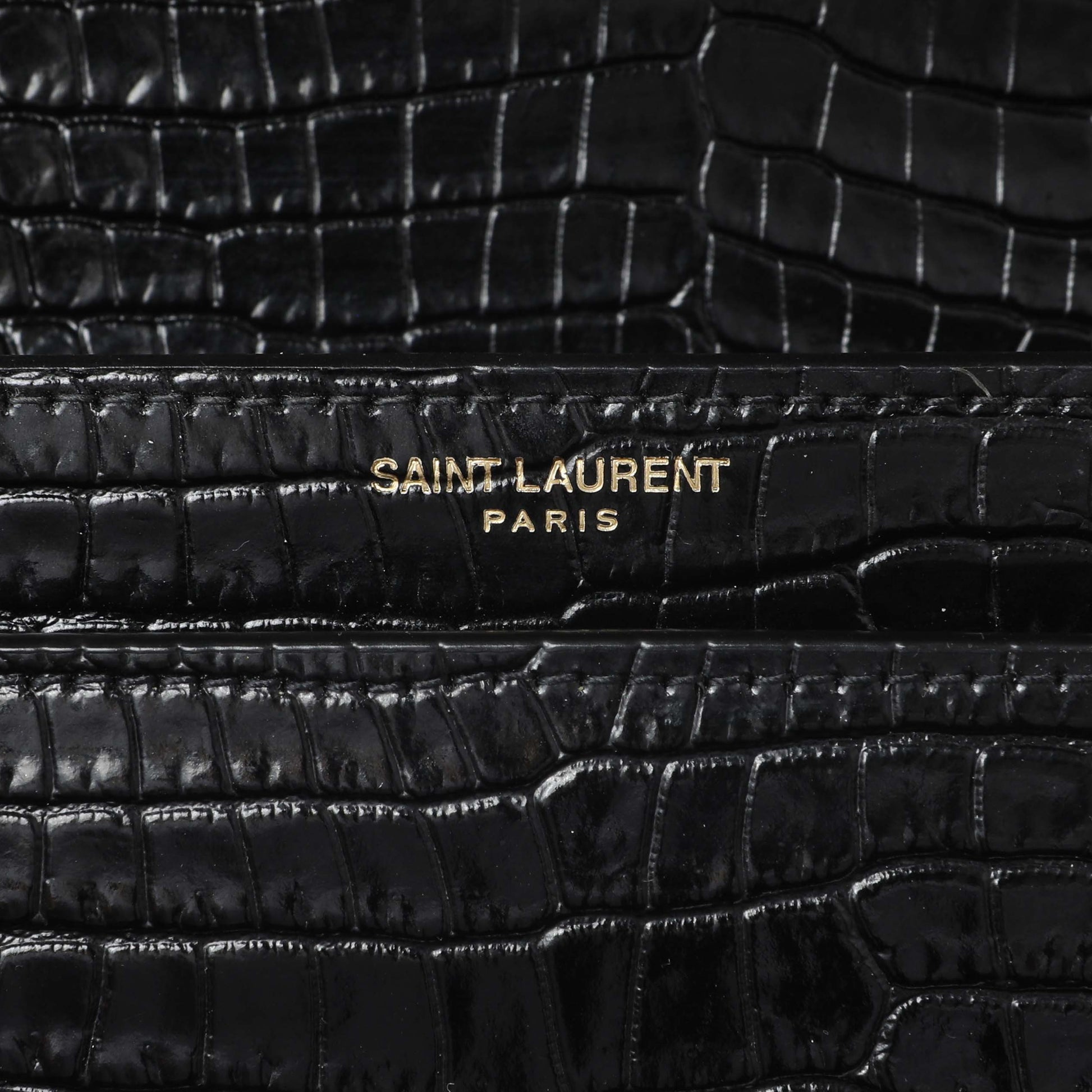 Exclusive Saint Laurent Black Crocodile Embossed Calfskin Medium Monogram Sunset — Alternate View 9