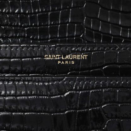 Exclusive Saint Laurent Black Crocodile Embossed Calfskin Medium Monogram Sunset — Alternate View 9