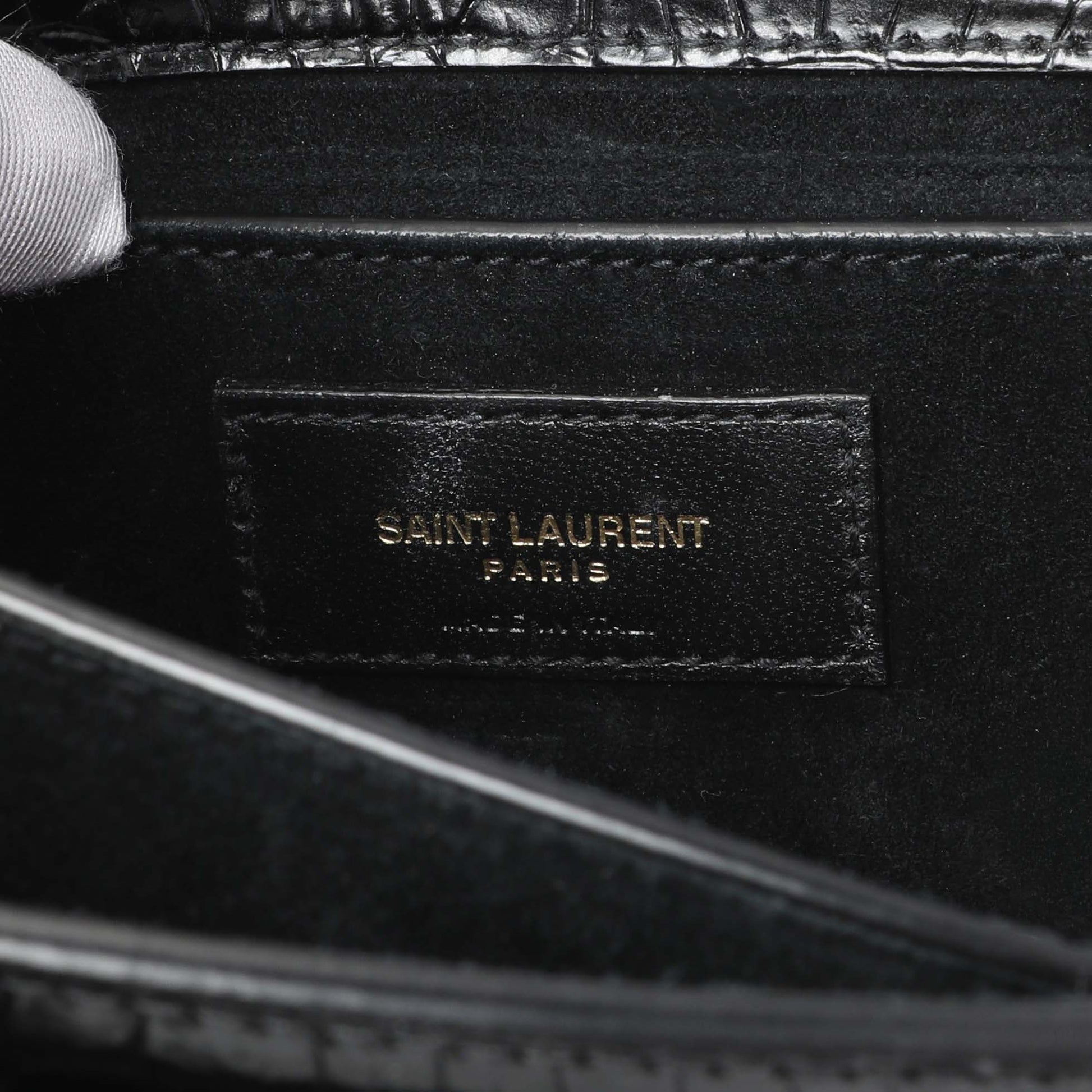 Exclusive Saint Laurent Black Crocodile Embossed Calfskin Medium Monogram Sunset — Alternate View 10
