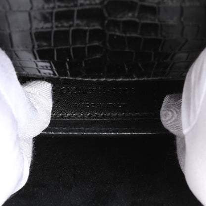Exclusive Saint Laurent Black Crocodile Embossed Calfskin Medium Monogram Sunset — Alternate View 11