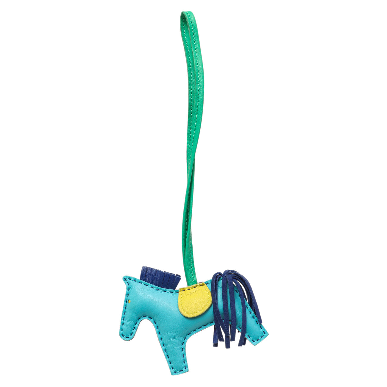 Exclusive Hermes Bleu Azteque Rose Shocking Milo Lambskin Grigri Rodeo Horse Bag Charm PM — Side View