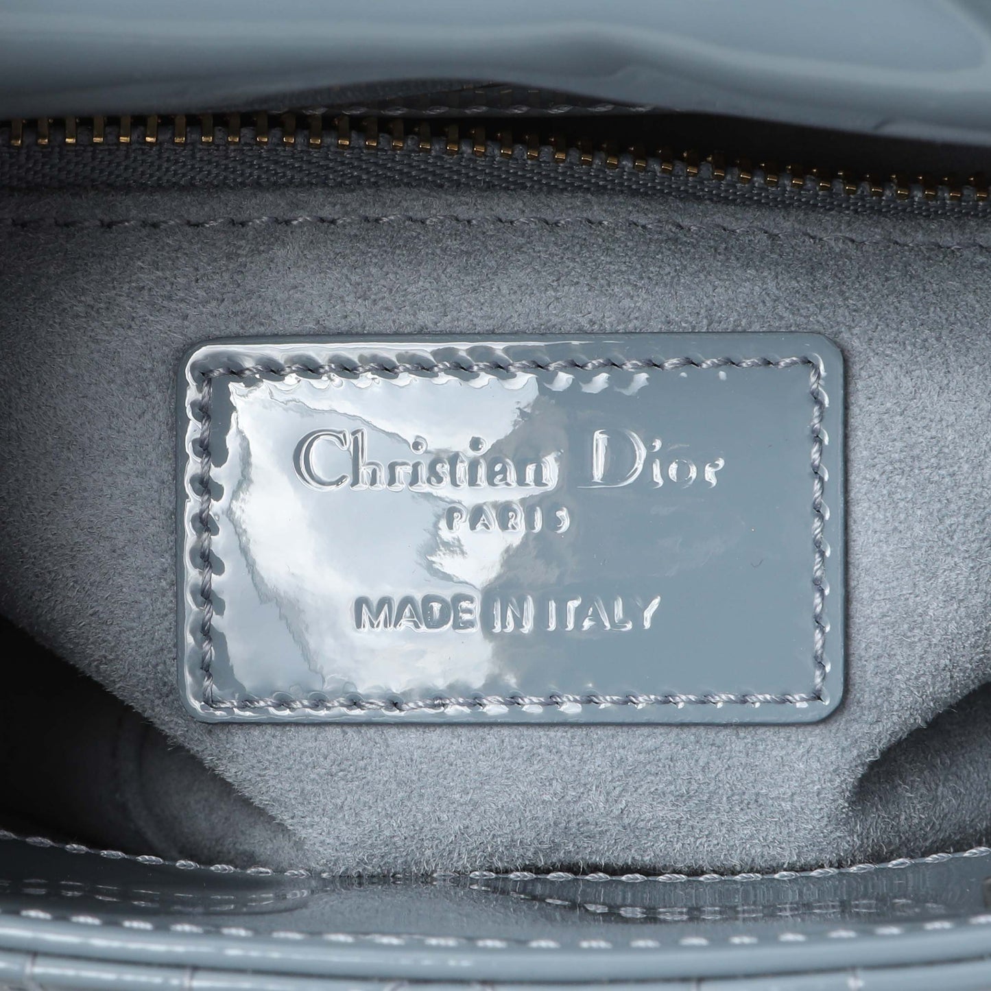 Exclusive Christian Dior Cannage Patent Mini Lady Dior — Detail View