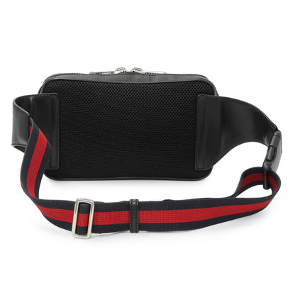Exclusive Gucci Black Soft GG Supreme Monogram Web Belt Bag — Side View