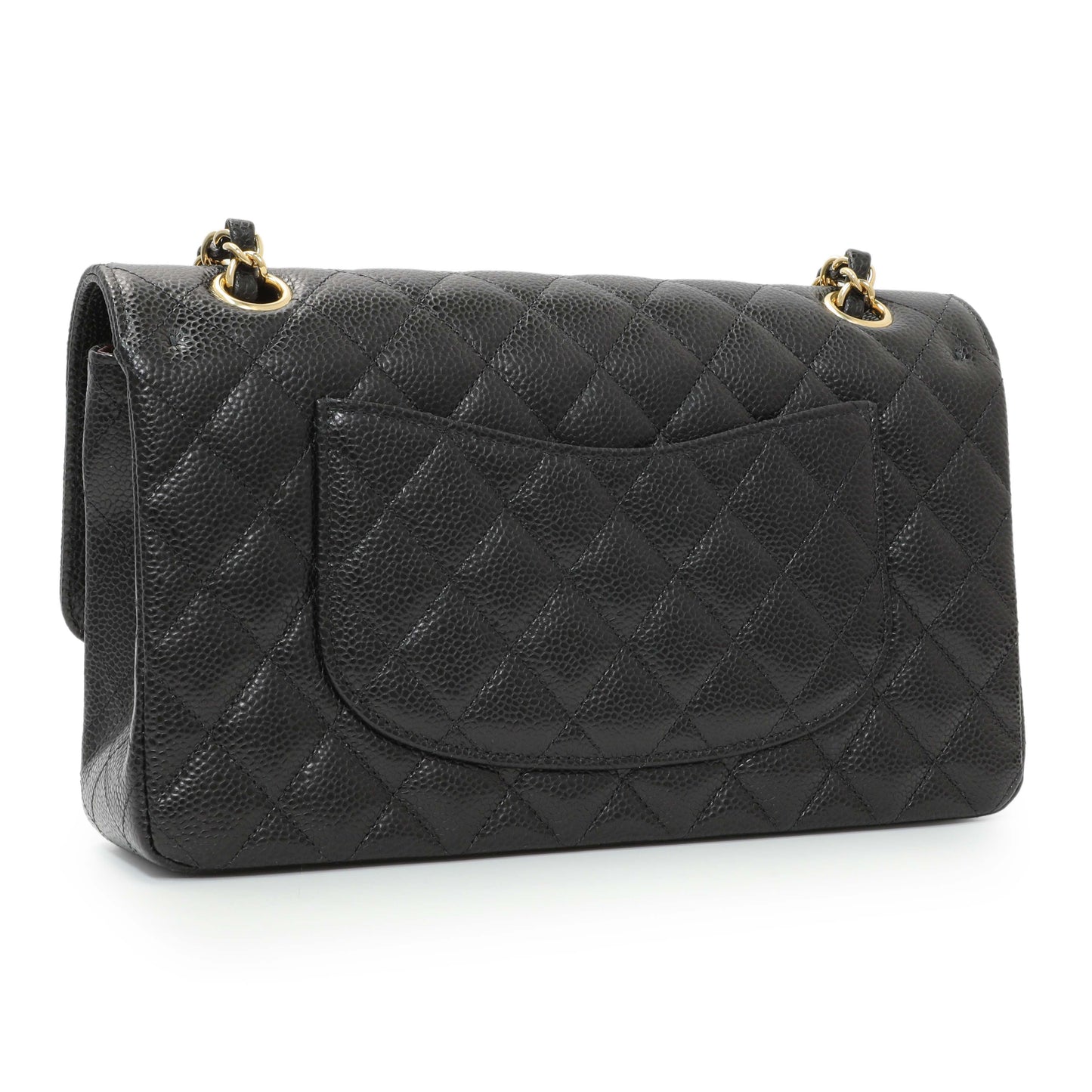 Exclusive Chanel Black Caviar Medium Double Flap — Side View
