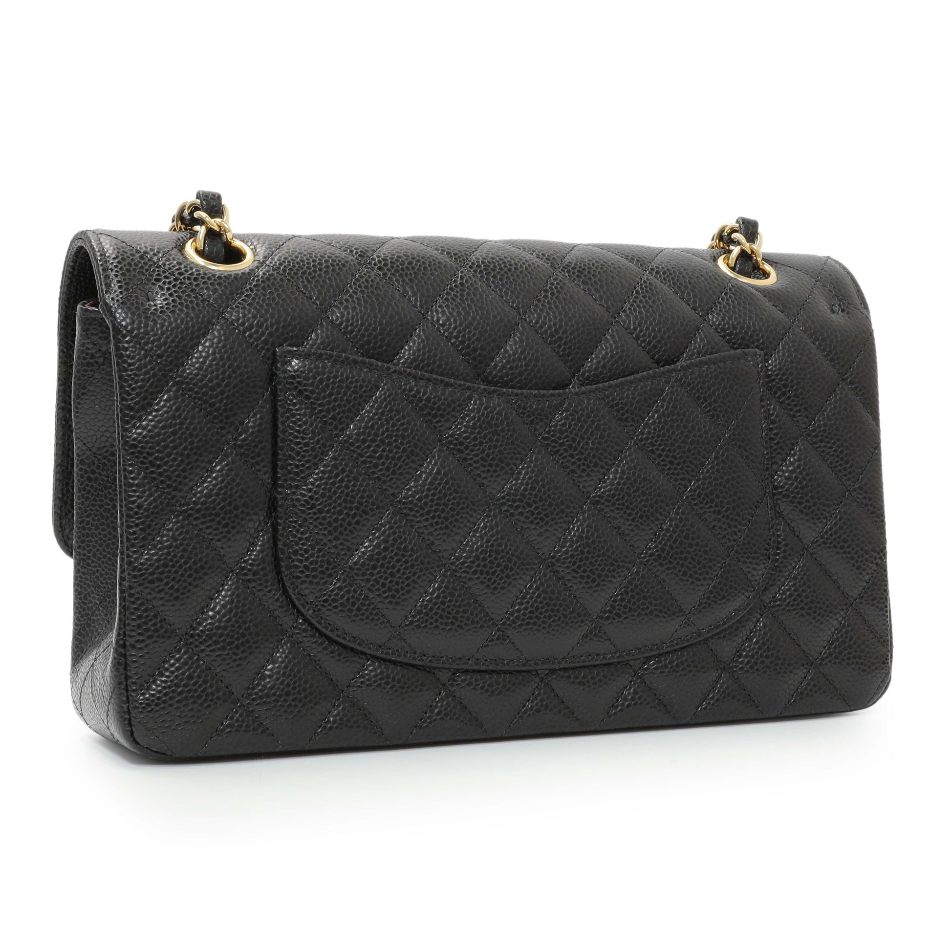 Exclusive Chanel Black Caviar Medium Double Flap — Side View