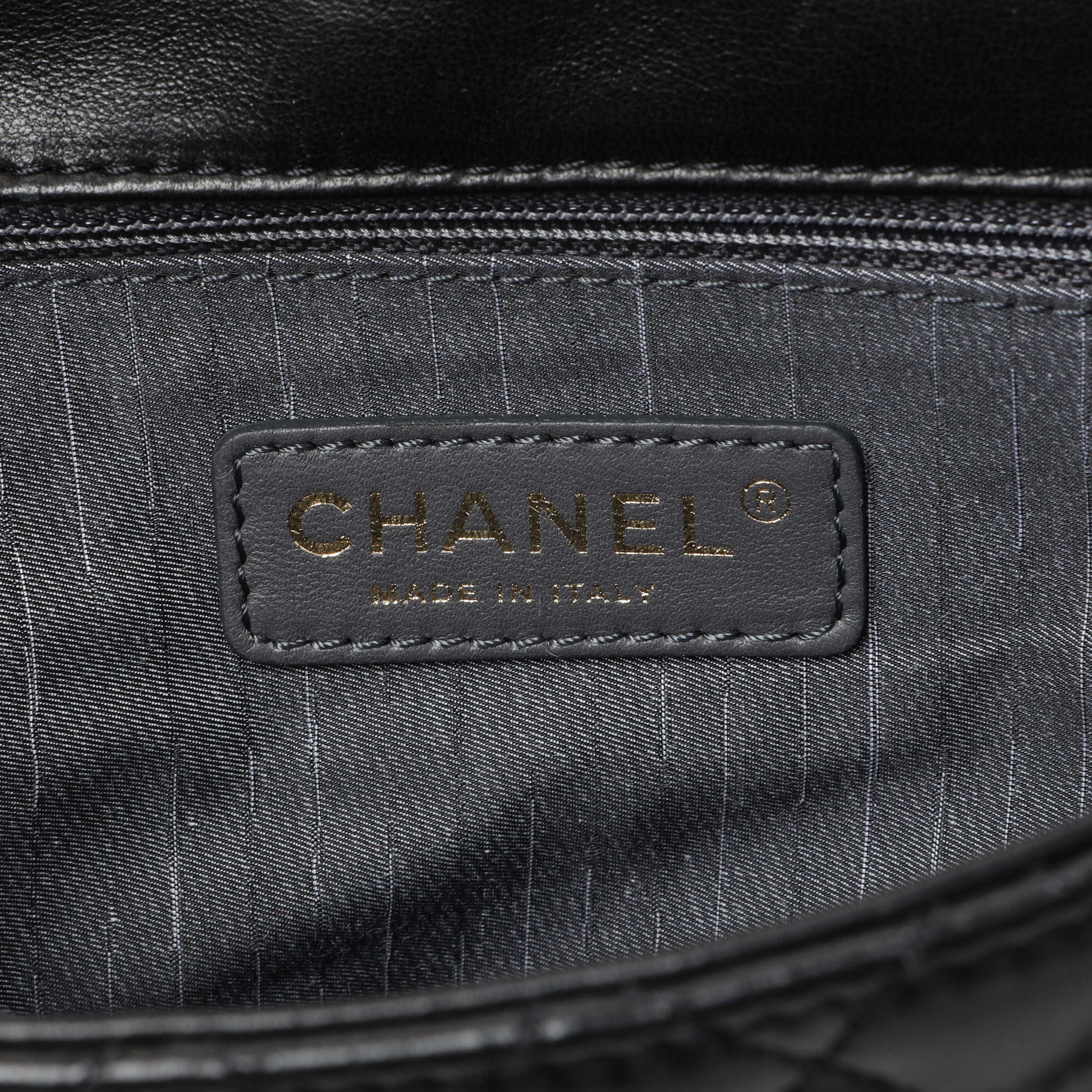 Exclusive Chanel Black Lambskin Quilted Medium Westminster Pearl Flap — Detail View