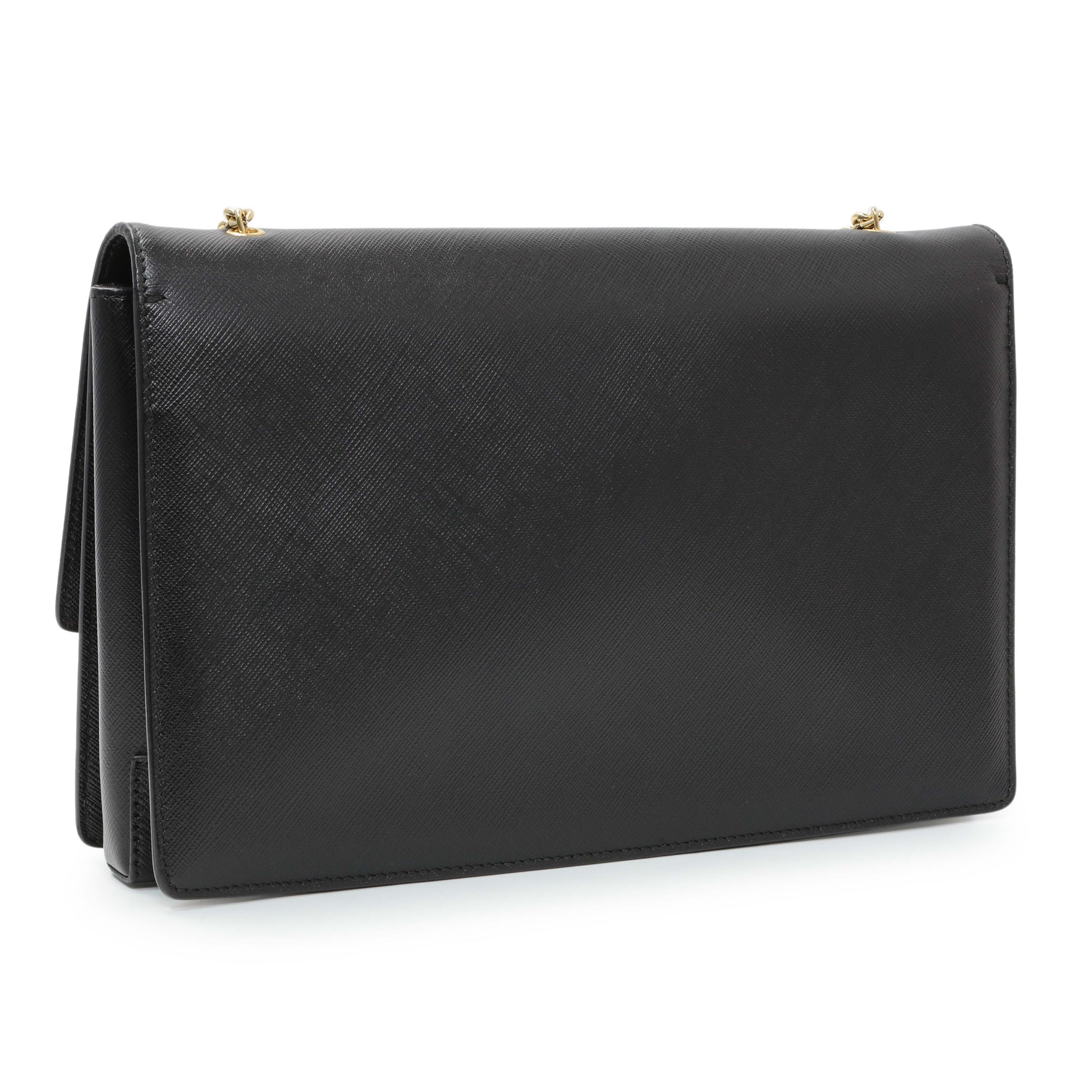 Exclusive Salvatore Ferragamo Black Calfskin Vara Bow Chain Flap Crossbody — Side View