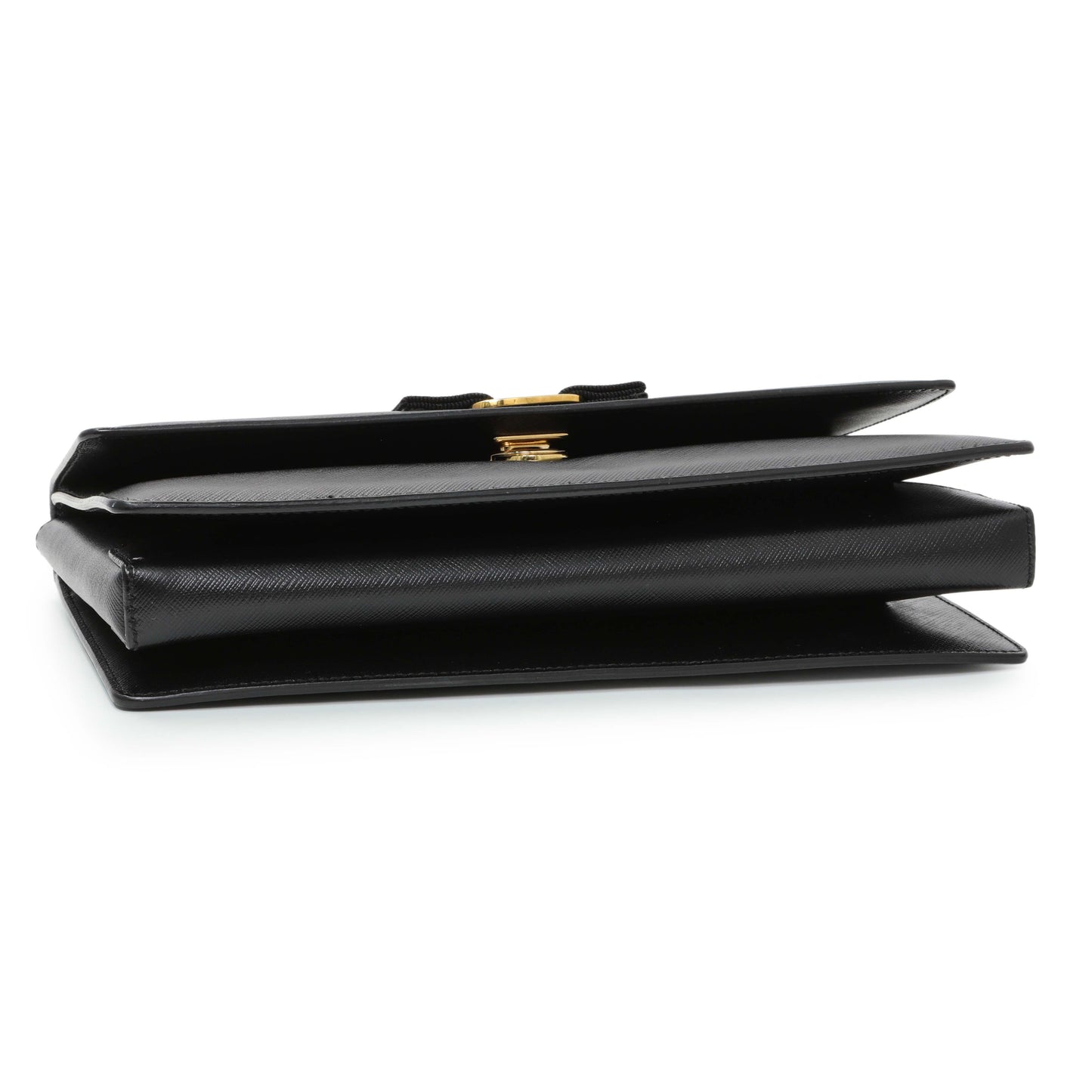 Exclusive Salvatore Ferragamo Black Calfskin Vara Bow Chain Flap Crossbody — Back View