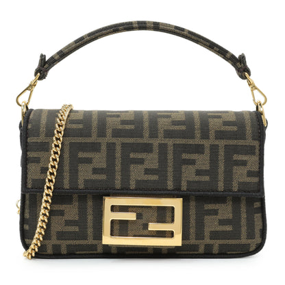 Exclusive Fendi Fabric Jacquard FF 1974 Mini Baguette — Front View