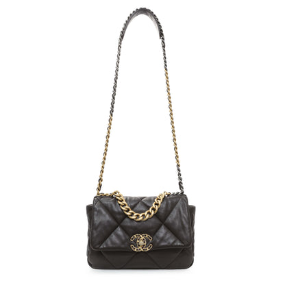 Exclusive Chanel Brown Quilted Lambskin Medium Chanel 19 Flap — Front View