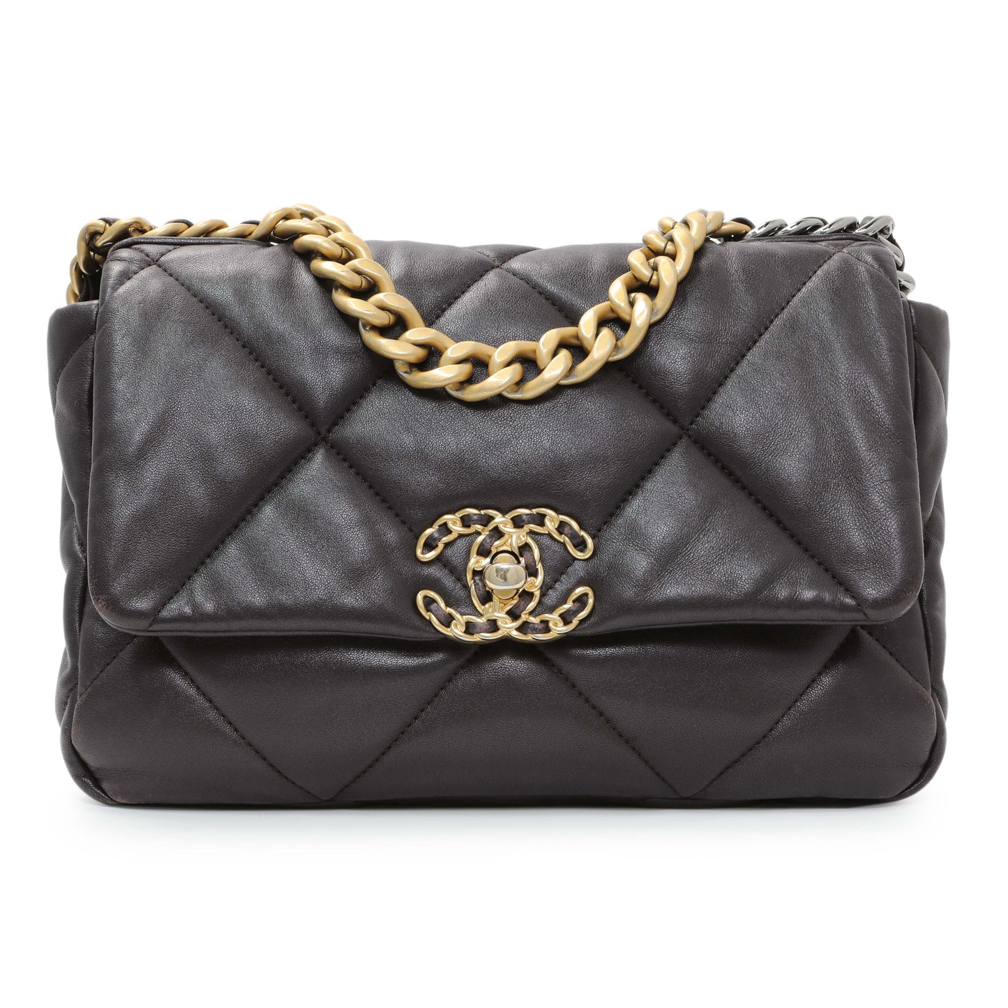 Exclusive Chanel Brown Quilted Lambskin Medium Chanel 19 Flap — Side View