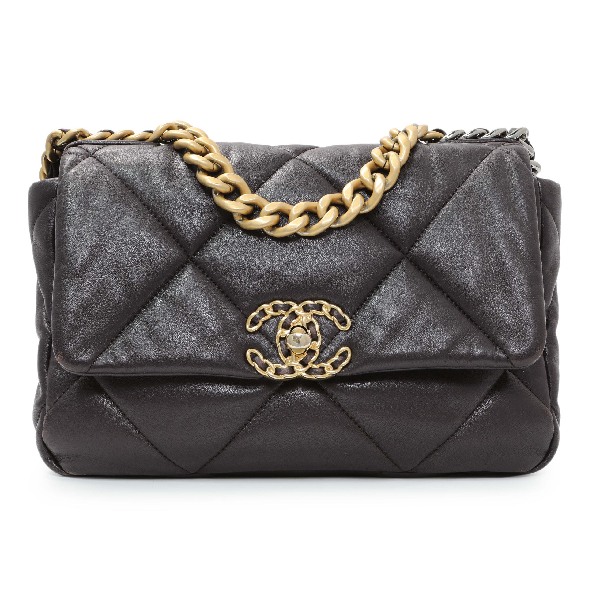 Exclusive Chanel Brown Quilted Lambskin Medium Chanel 19 Flap — Side View