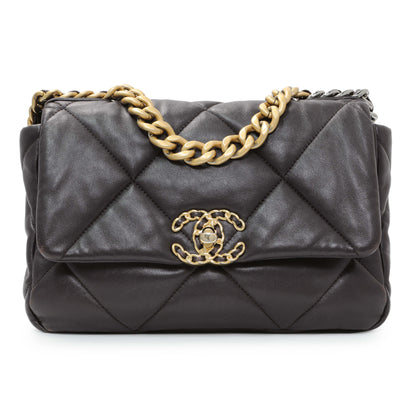 Exclusive Chanel Brown Quilted Lambskin Medium Chanel 19 Flap — Side View