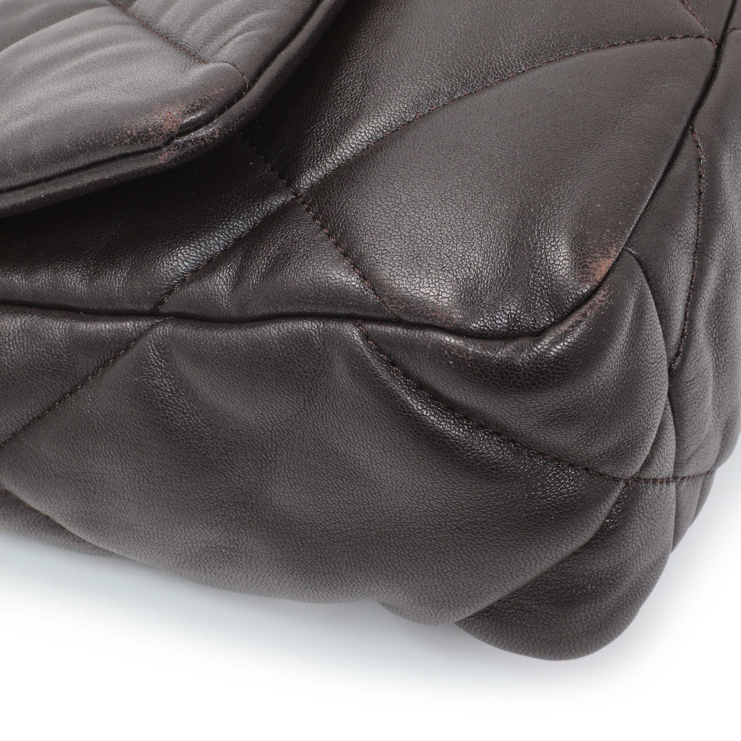 Exclusive Chanel Brown Quilted Lambskin Medium Chanel 19 Flap — Detail View