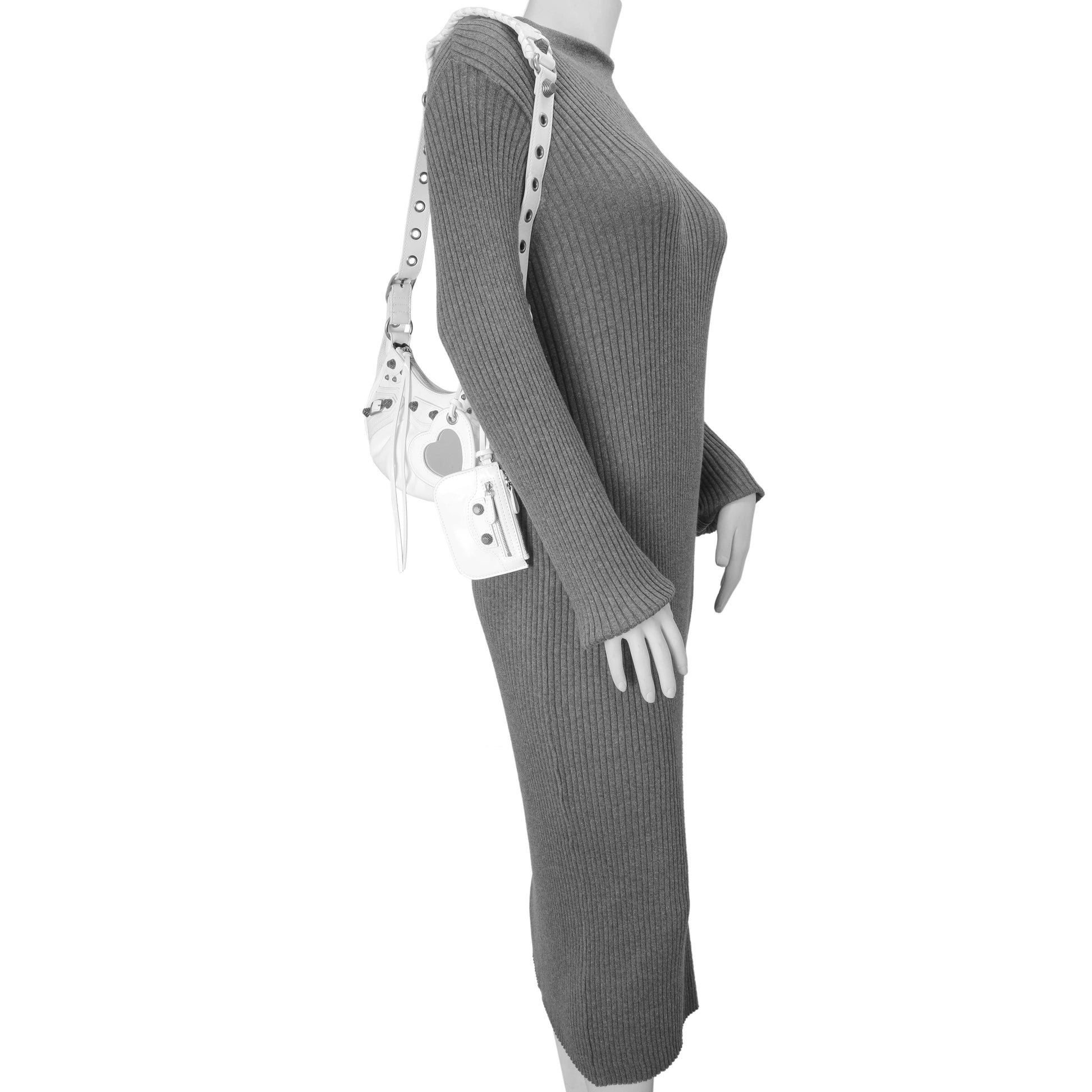 Exclusive Balenciaga White Faux Patent Le Cagole Shoulder Bag XS — Alternate View 9